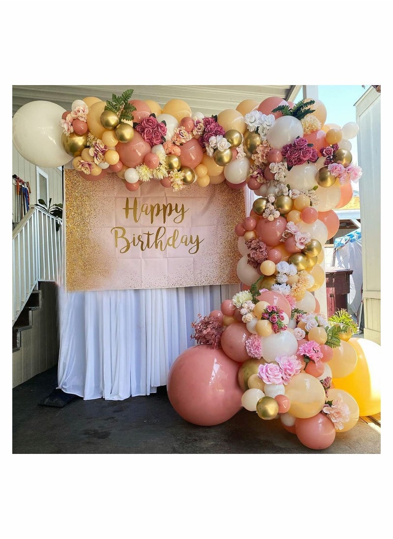 Y&D Balloon Arch Garland Kit, Retro Pink Apricot White and Metallic Gold Latex Balloons for Wedding Bridal Engagement Anniversary Birthday Baby Shower Girls' Decorations  - Image 3