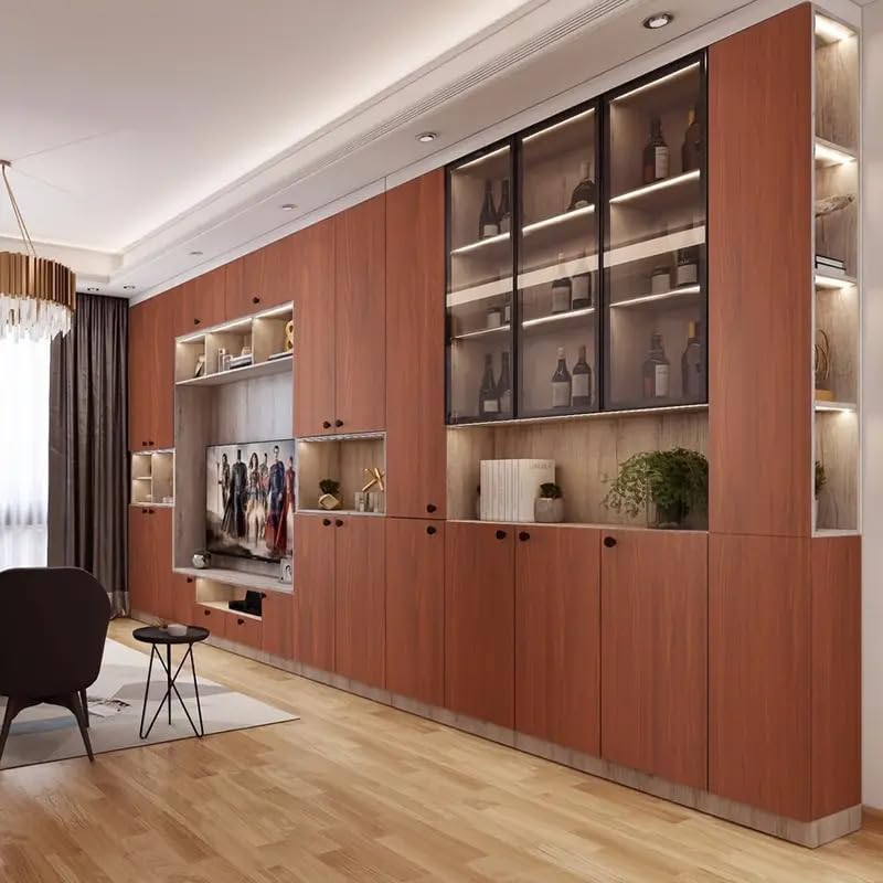 HOMSUN Wood Grain Contact Paper Self Adhesive Wallpaper Peel and Stick Vinyl Wall Paper Room Decor Wall Sticker (Populus Mahogany, 12" x 48" Inch) - Image 2