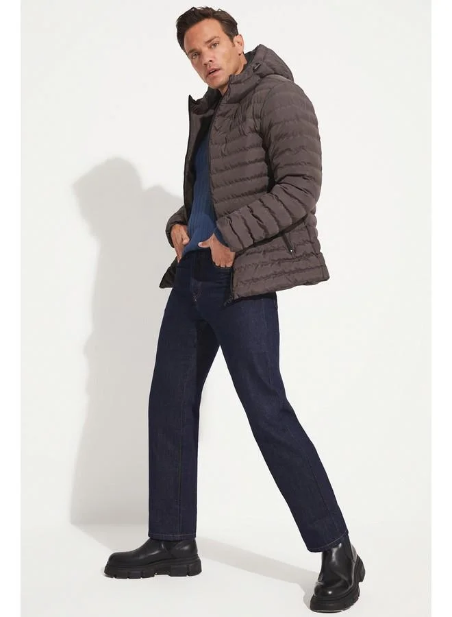 جون June Men Fiber Filled Coat Dark Grey