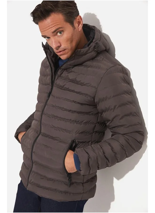 جون June Men Fiber Filled Coat Dark Grey