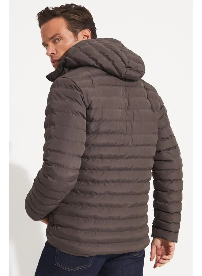 جون June Men Fiber Filled Coat Dark Grey