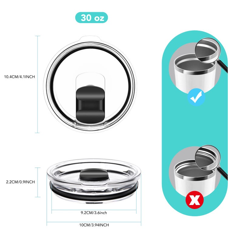SOONSURE 30 oz Tumbler Lid, Replacement Lids Compatible for YETI 30/32 oz Tumbler, 14 oz Mug and 35 oz Straw Mug, 2 Pack Travel Spill Proof Cup Lids Covers with Magnetic Slider Switch, BPA Free - Image 2