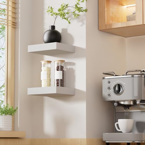 QsQueen Floating Shelves for Wall – Solid Wood Square Design Wall Shelf with Hidden Brackets, Space Saving Storage & Decorative Display Shelf for Bathroom, Bedroom, Living Room & Kitchen - Image 2