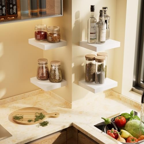 QsQueen Floating Shelves for Wall – Solid Wood Square Design Wall Shelf with Hidden Brackets, Space Saving Storage & Decorative Display Shelf for Bathroom, Bedroom, Living Room & Kitchen - Image 4