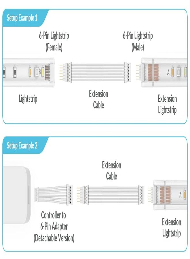 Litcessory Extension Cable for Philips Hue/Solo Lightstrip (3.3ft, 2 Pack, White - Micro 6-PIN V4 / Solo Lightstrip) - Image 4