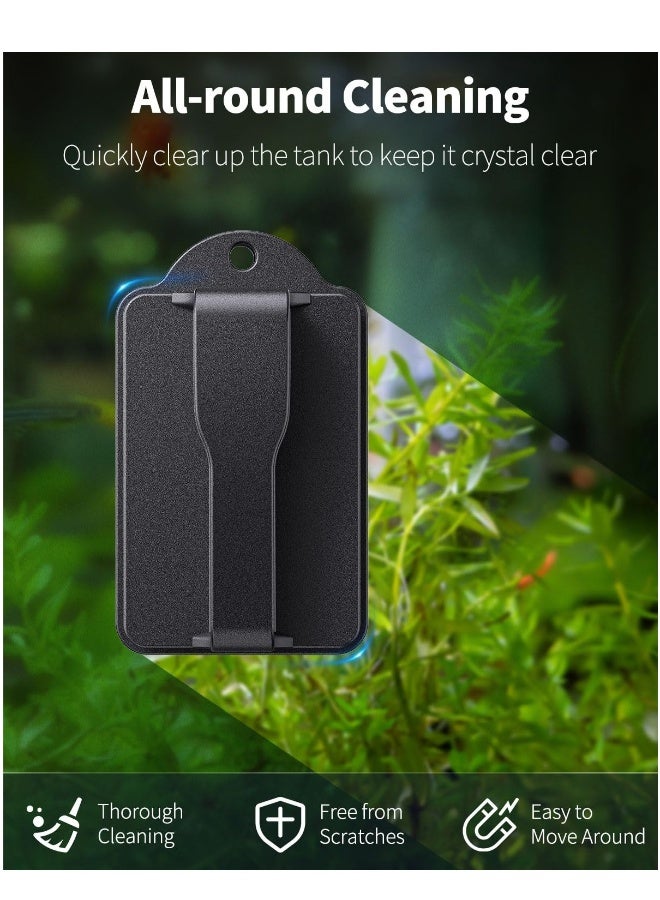 Aquarium Magnet Glass Cleaner, Fish Tank Magnet Brush Alage Scraper, Double-sided Cleaning, Strong Magnetism, Practical Retrieving Rope, for 3/5 Inch Thick Glass (Not for Acrylic  Plastic Tanks) - Image 3