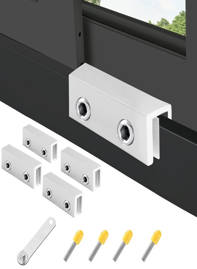 BLHLA 4 Sets Sliding Window Locks for Up and Down Windows with Key, Child Window Security Locks for Vertical & Horizontal Sliding Windows & Doors, Adjustable Easy to Install Window Stoppers Security - Image 1