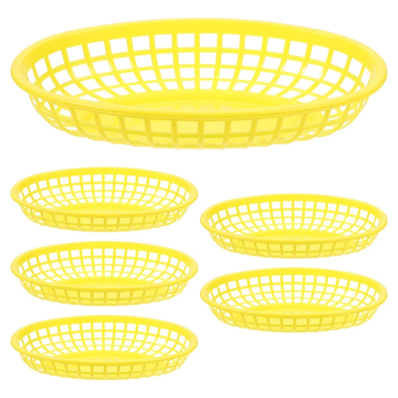 6Pcs Yellow Reusable Plastic Fry Basket Multi Function Kitchen Food Strainer - Image 2