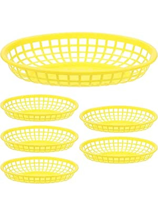 6Pcs Yellow Reusable Plastic Fry Basket Multi Function Kitchen Food Strainer - Image 1