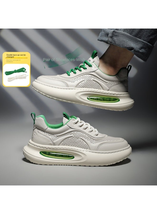15MINS Belle International's Genuine Leather Men's Casual Leather Shoes - Platform Cushioned Sneakers With Height Increase, Dad Shoes, Genuine Leather Sports Shoes For Men - Image 3