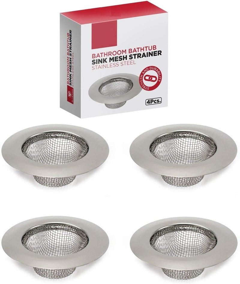 4pcs Bathroom Bathtub Sink Mesh Strainer Stainless Steel Pack of 4
