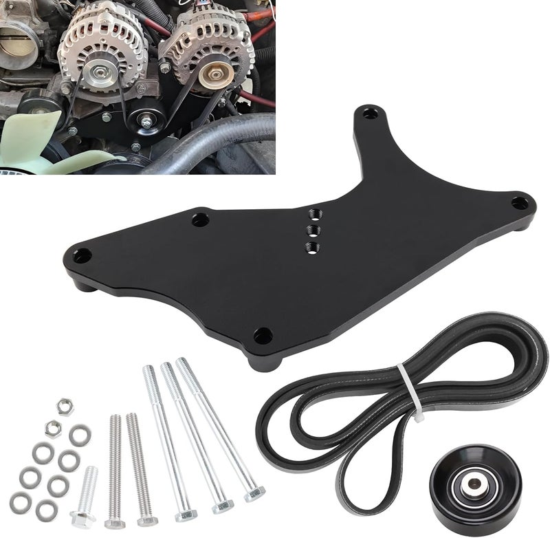 RiAiCiING Upgraded LS Dual Alternator Bracket Kit for Truck SUV - Compatible with 4.8L 5.3L 6.0L 6.2L Vortec V8 Engine (1999-2013) - Image 1