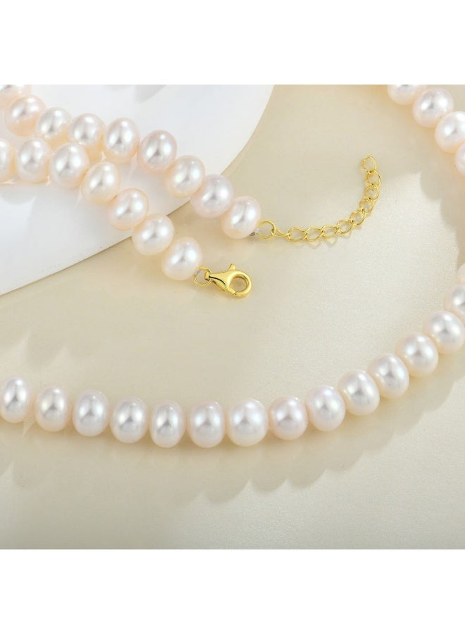 Toby High-Quality White Pearl Necklace 7 mm – 42+3 cm Adjustable – Elegant Design with Luxury Gift Box - Image 4