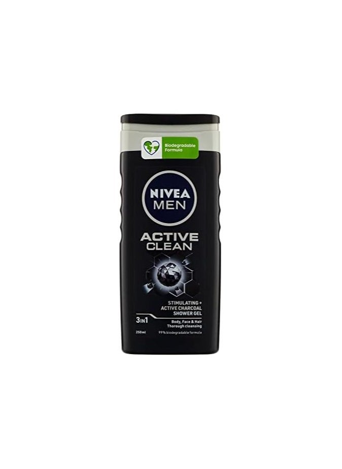 Nivea Active shower gel and body wash with a charcoal and wood scent-250ml  - Image 1