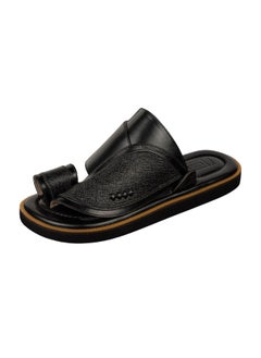 Black arabic sandals with lizard pattern