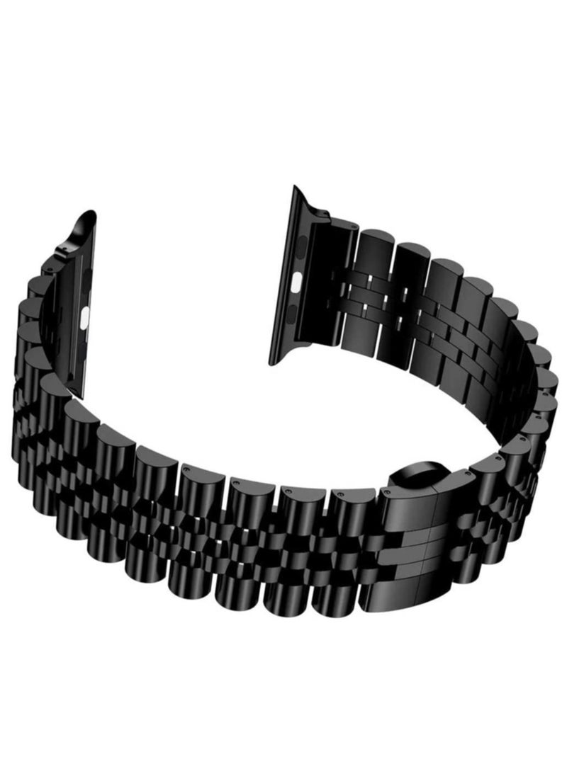 ELTRAZONE - Replacement Band Compatible with Apple Watch Ultra 49mm 45mm / 44mm / 42mm, Stainless Steel Solid Strap Metal Bracelet for Apple Watch Series 8 7 6 5 4 3 2 SE (Black) - Image 1