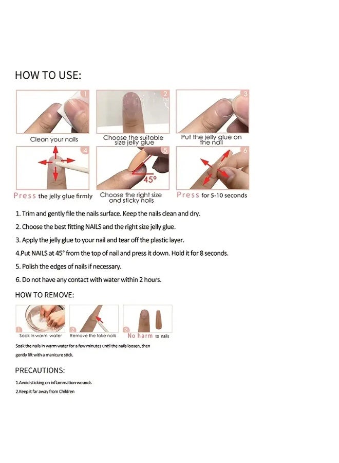 يوكانبي مجموعة أظافر صناعية قصيرة لامعة – 24 قطعة مربعة الشكل بتدرج وردي وأبيض وتصميم زهري، تغطية كاملة للنساء والفتيات - Image 5