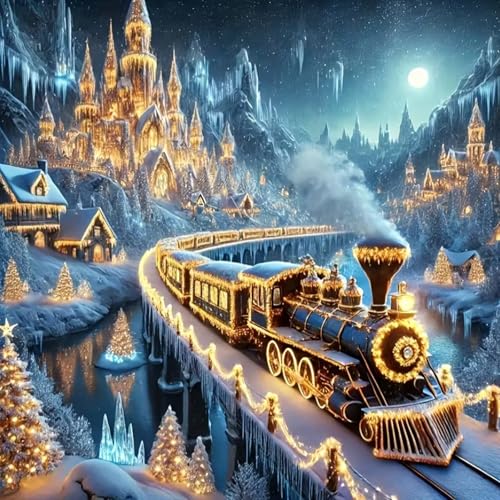 KTHOFCY 5D DIY Holiday Winter Christmas Fantasy World Diamond Painting Kits for AdultsChristmas Scene Full Drill Embroidery Cross Stitch Crystal Painting Wall Decor Painting Dots Kits 118X118inch - Image 1