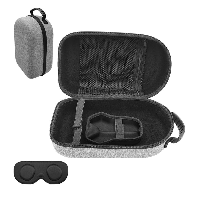 VR Headset Hard Carrying Case: Grey Waterproof EVA Material - Double Metal Zipper Design with Portable Handle for VR Headset Accessories Storage & Travel - Image 3