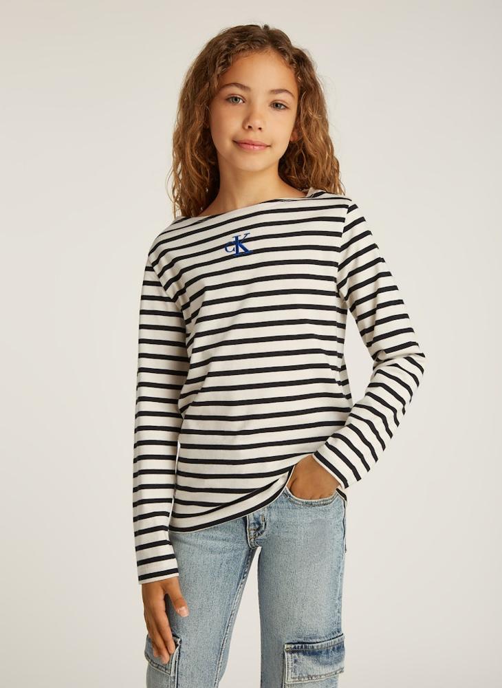 Calvin Klein Jeans - Kids Boatneck Stripe T-Shirt - Image 1
