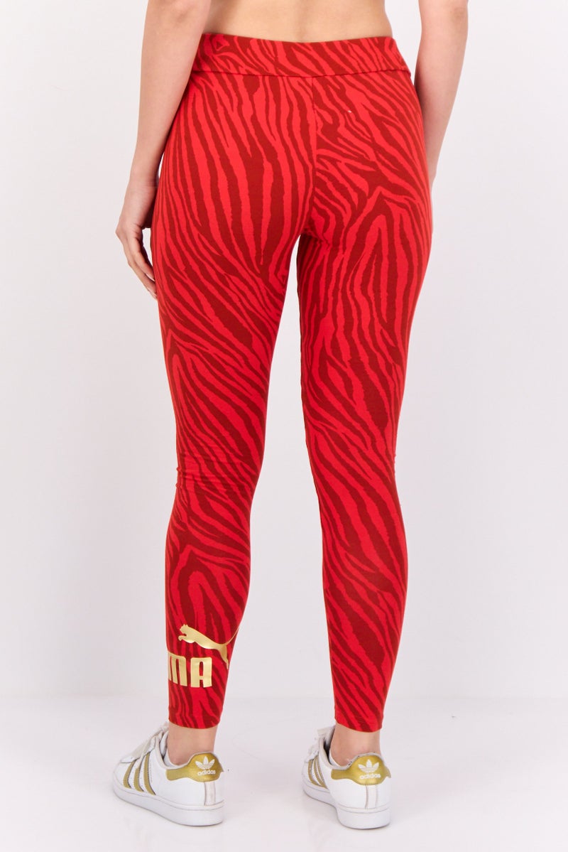 PUMA Women Tight Fit Training Tights, Red - Image 3