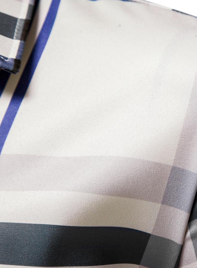 تايك تو قميص بأزرار أمامية وأكمام طويلة بنقشة مربعات - Image 4