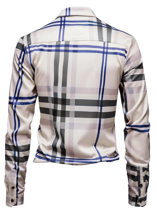 تايك تو قميص بأزرار أمامية وأكمام طويلة بنقشة مربعات