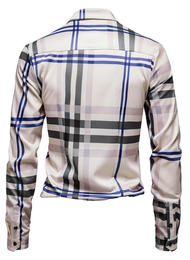 تايك تو قميص بأزرار أمامية وأكمام طويلة بنقشة مربعات - Image 3