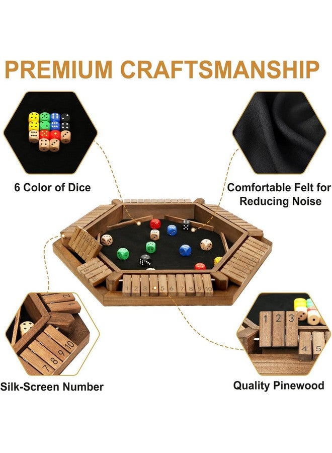 Exqline Shut The Box Game for 2-6 Players, Wooden Board Table Math Game with 14 Dice, 6 Way Classic Puzzle Board Games for Home Classroom or Pub - Image 4