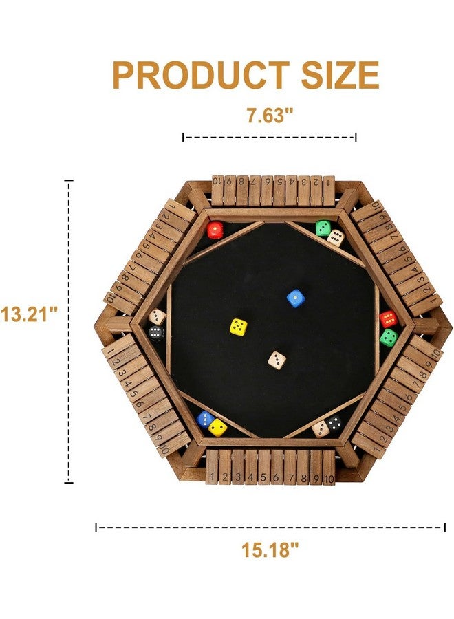 Exqline Shut The Box Game for 2-6 Players, Wooden Board Table Math Game with 14 Dice, 6 Way Classic Puzzle Board Games for Home Classroom or Pub - Image 5