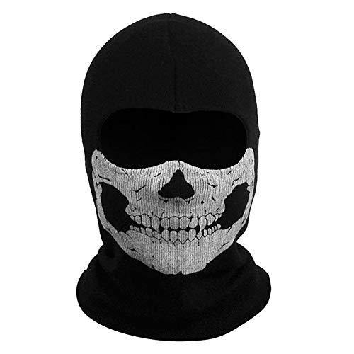 Aikuer Black Balaclava Ghosts Skull Full Face Mask, Windproof Ski Motorcycle Face Masks Tactical Balaclava Hood for Men Women Youth Halloween Cosplay Outdoor Sport Cycling Skiing Hiking - Image 2