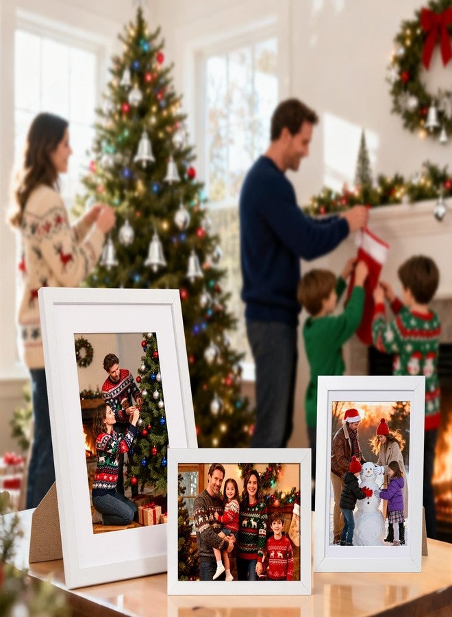 HappyHapi 11x14 Picture Frame Set of 5, Wall Display Pictures 8x10 with Mat or 11x14 Without Mat, Multi Gallery Photo Frames Collage (White) - Image 2
