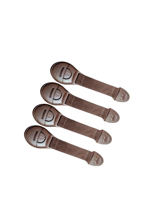BABYSAFEHOUSE Safety Lock For Cabinet, Drawer, Fridge, Cupboard For Child & Infant Safety, Furniture Latch With 3M Adhesive (Pack Of 4) (Brown) - Image 1