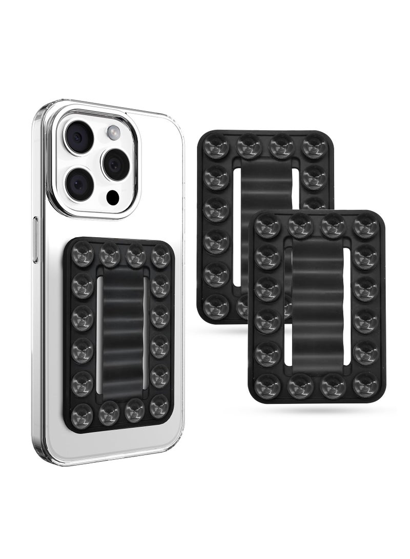 Excefore 2 Pack Silicone Suction Phone Case Adhesive Mount, Non Slip Suction Cup Hands-Free Phone Accessories Holder for iPhone and Android, Suitable for Selfies and Hands-Free Video (Black) - Image 1