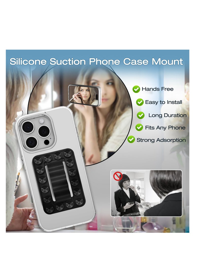Excefore 2 Pack Silicone Suction Phone Case Adhesive Mount, Non Slip Suction Cup Hands-Free Phone Accessories Holder for iPhone and Android, Suitable for Selfies and Hands-Free Video (Black) - Image 4