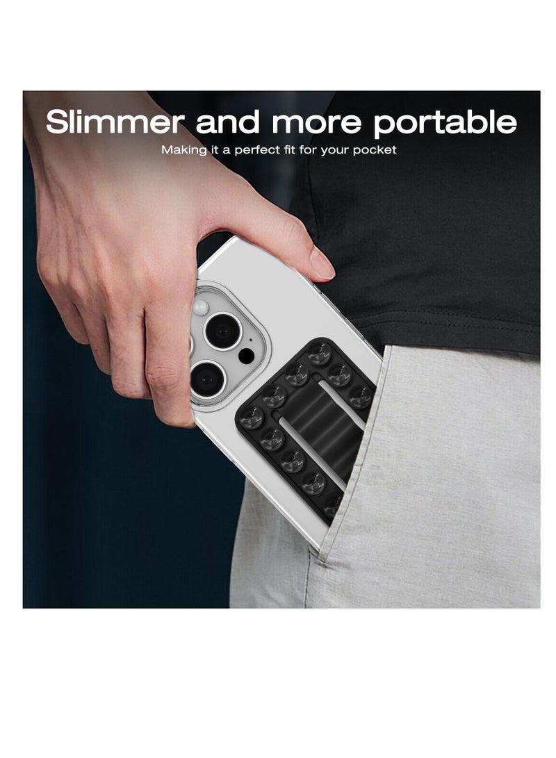 Excefore 2 Pack Silicone Suction Phone Case Adhesive Mount, Non Slip Suction Cup Hands-Free Phone Accessories Holder for iPhone and Android, Suitable for Selfies and Hands-Free Video (Black) - Image 3