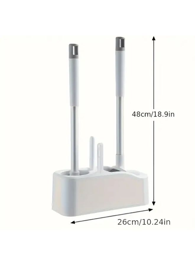 4 In 1 Toilet Plunger Set With Hook Bathroom Cleaning Tool Kit - Image 3