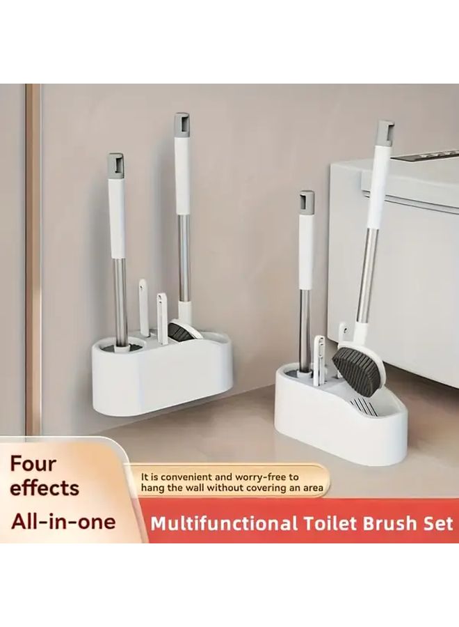4 In 1 Toilet Plunger Set With Hook Bathroom Cleaning Tool Kit - Image 1