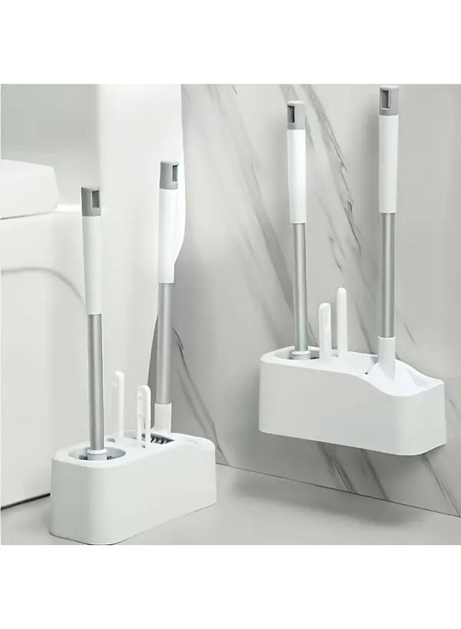 4 In 1 Toilet Plunger Set With Hook Bathroom Cleaning Tool Kit - Image 4