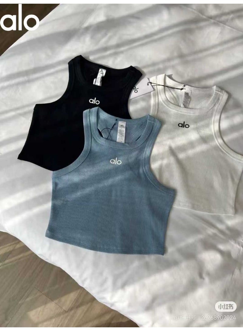 Alo Yoga Alo Sleeveless Racerback Tank Top — Casual, Athletic, Slim-Fit, Cropped Style - Image 3