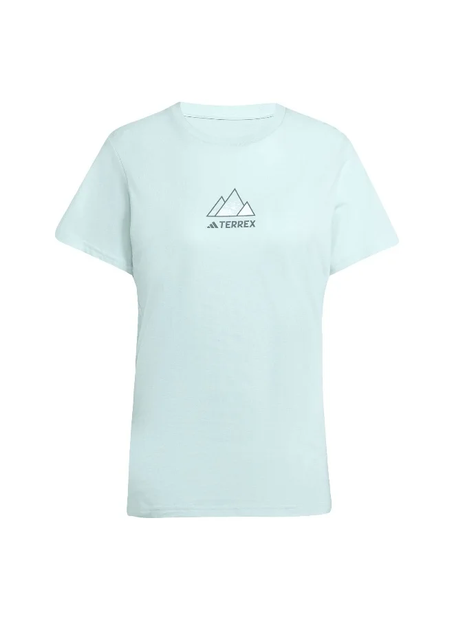 Adidas W Athlete Turquoise Hiking T-Shirts For Women XS