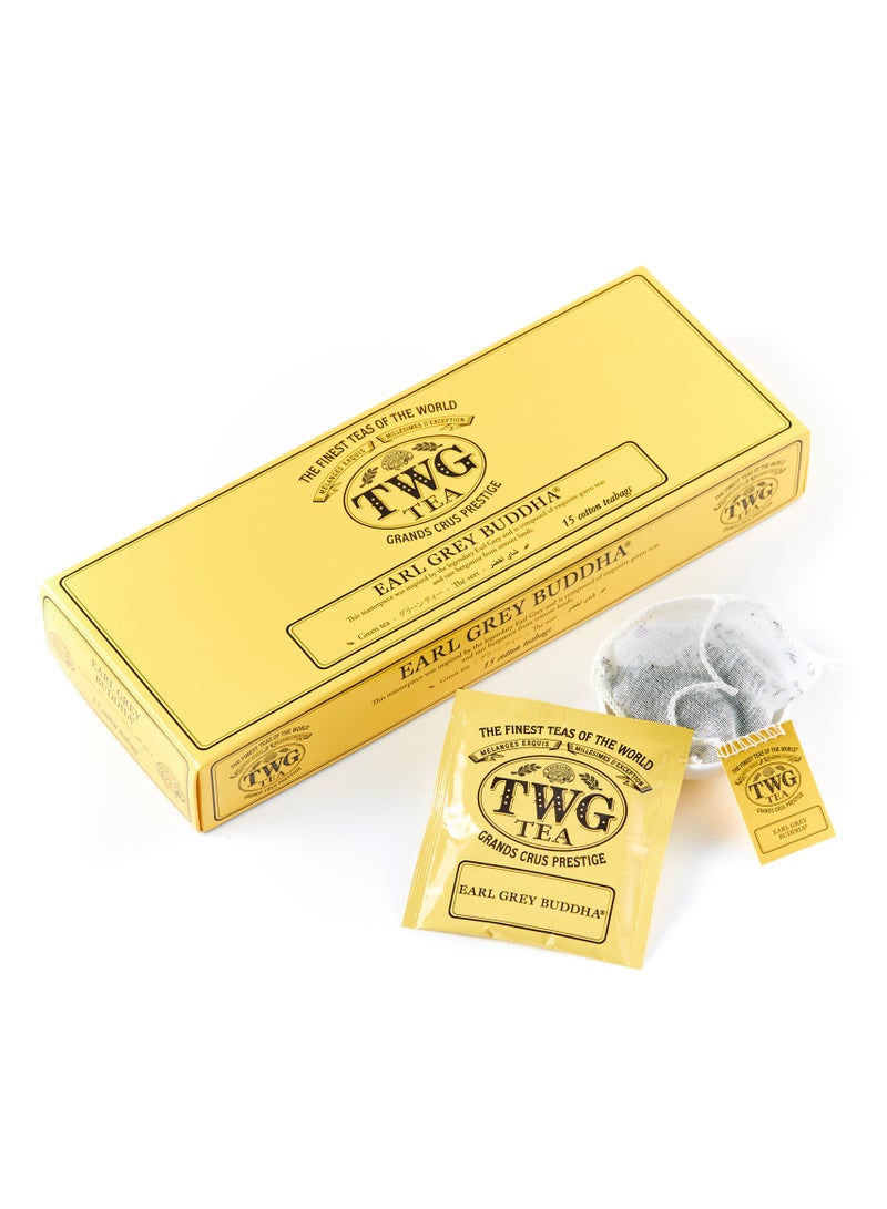 TWG Tea Earl Grey Buddha | Green Tea | Bergamot & Rose Petals | 15 Hand Sewn Cotton Teabags | Gift Set - Image 1