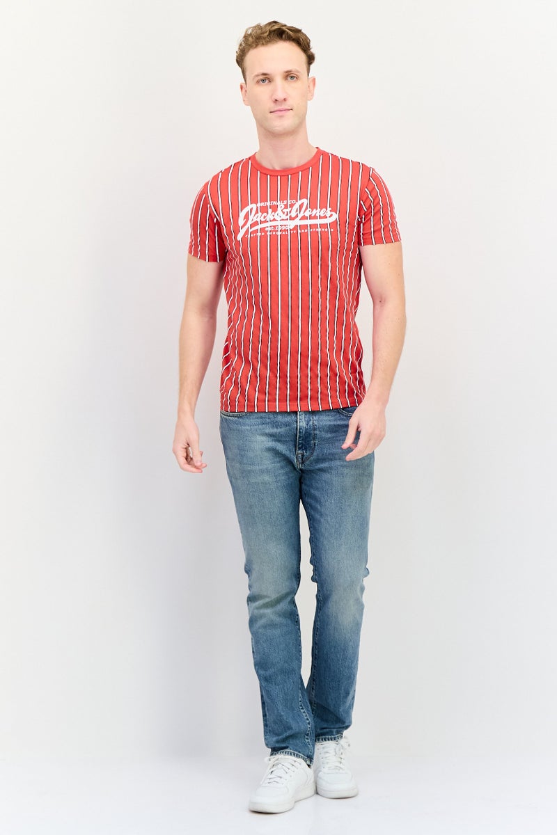 JACK & JONES Men Crew Neck Short Sleeves Stripe T-Shirt, Multicolor - Image 4