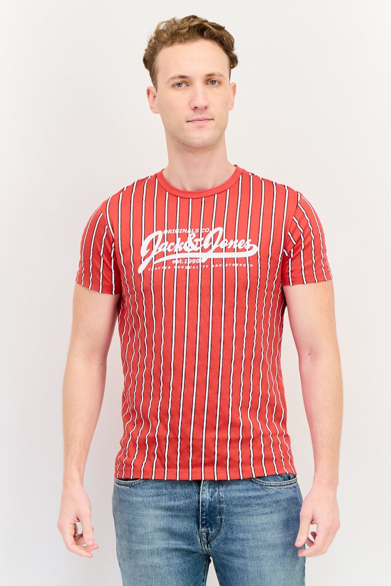 JACK & JONES Men Crew Neck Short Sleeves Stripe T-Shirt, Multicolor - Image 1
