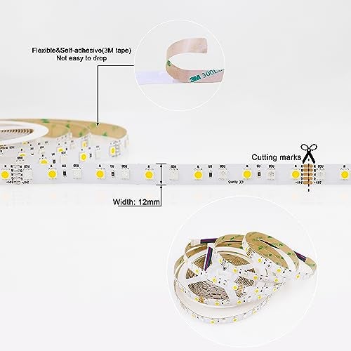 LEDENET RGBW LED Strip Lights RGB+Warm White(2800K-3200K) 360LEDs SMD 5050 DC 24V Multi-Colored LED Tape Lights Flexible LED Rope Lighting 16.4Ft Non-Waterproof for Bedroom Kitchen Decoration - Image 5