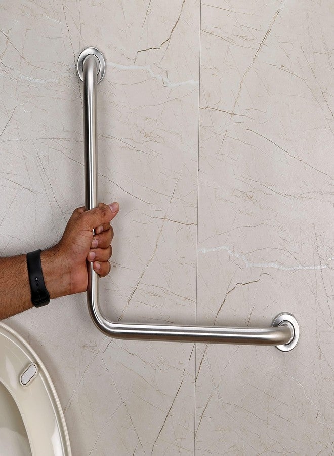 FORTUNE Stainless Steel L Shape Grab Bar for Bathroom & Bathtub Wall Mounted Safety Hand Support Rail, Balance Handle, Towel Bar, Bathroom Accessories Homes, Hotels - (Pack of 1, Matt Finish) - Image 1