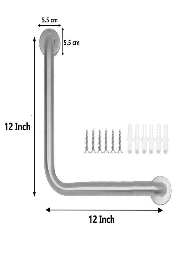 FORTUNE Stainless Steel L Shape Grab Bar for Bathroom & Bathtub Wall Mounted Safety Hand Support Rail, Balance Handle, Towel Bar, Bathroom Accessories Homes, Hotels - (Pack of 1, Matt Finish) - Image 2