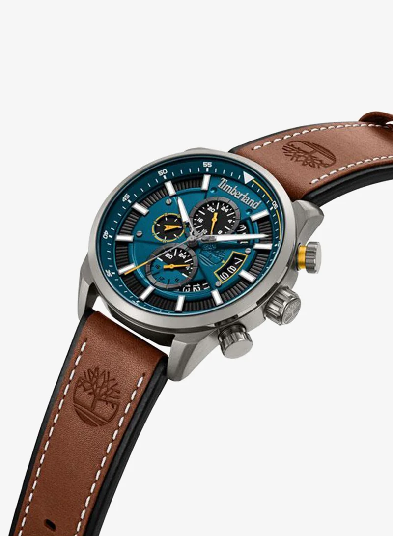 تمبرلاند Calahan Blue Dial Leather Strap Multifunction Watch for Men, 46mm