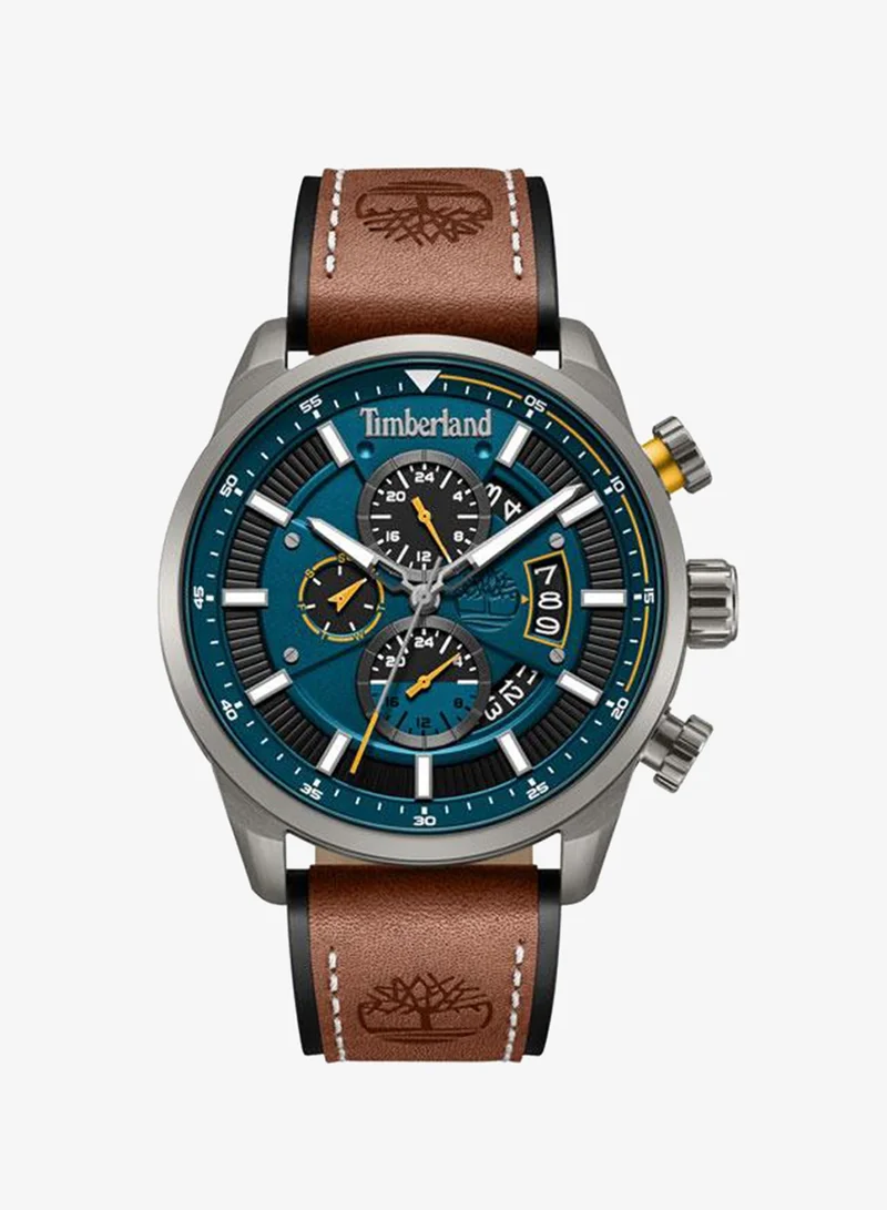 تمبرلاند Calahan Blue Dial Leather Strap Multifunction Watch for Men, 46mm