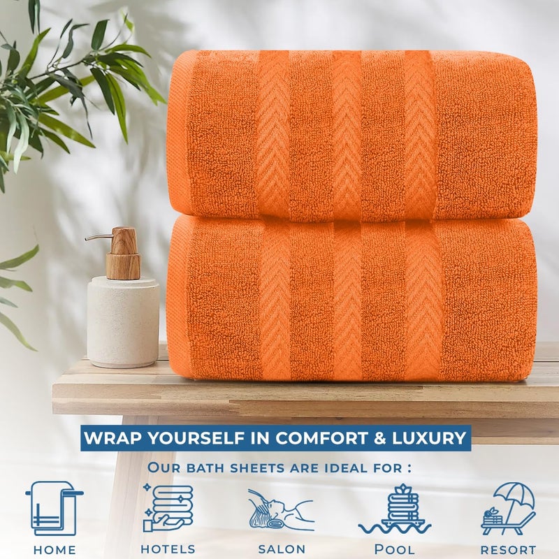 DAN RIVER 2 Pack Luxury Bath Sheets 35x70, 600 GSM, Soft & Quick Dry 100% Ring Spun Cotton Towels Ideal for Hotels, Spas, Gyms & Salons Extra Large, Orange - Image 3